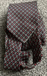 Corbata estampada vintage multi geométrica azul marino hecha en Italia para hombre - Imagen 1 de 2