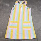 Art Class Museum Ice Cream Pink Blue Yellow Striped Zipper Dress Girls XS 4/5