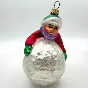 Christopher Radko Child Building a Snowman Glass Ornament Made in Poland - Picture 1 of 8