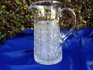 JARRA ALTA DE CRISTAL BOHEMIA CORTE A MANO 24% PLOMO ENCAJE 50 OZ, 1,5 LITROS NUEVA EN CAJA - Imagen 1 de 7