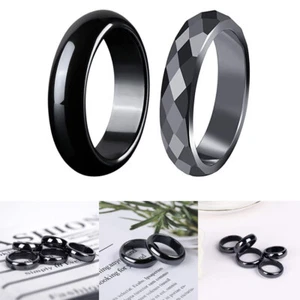 Sizes 6-12 Magnetic Neutral Ring Gift Energy Jewelry Natural Hematite Black Ring - Picture 1 of 9
