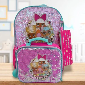 Large 5- Piece L.O.L backpack school  Lunch Bag Set for Kids - Picture 1 of 4