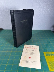 RARE Vintage KJV Bible with Concordance World Publishing Black Leather - Foto 1 di 15
