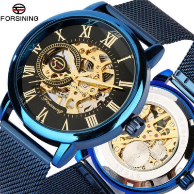 Reloj pulsera mecánico de cuerda manual para hombre Forsining de marca superior correa de aleación reloj Foto 1 de 4