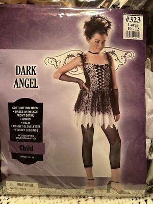 Disfraz ÁNGEL OSCURO NIÑO TALLA Grande 10-12/Incluye vestido, alas, halo, guantes, leggin Foto 1 de 3