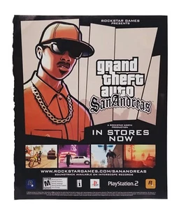 Cartel publicitario impreso revista GTA Grand Theft Auto San Andreas PS2 2004 arte oficial - Imagen 1 de 1