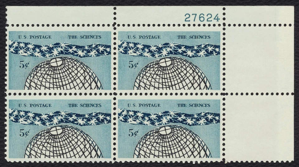 #1237 5c The Sciences, Plate Block [27624 UR] Mint **ANY 5=FREE SHIPPING** - Image 1 of 1