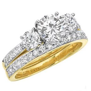 Damen Ring Zirkonia weiß 750er Gold 18K vergoldet Gr. wählbar gelbgold R1095DL - Picture 1 of 3