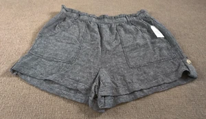 Time And Tru Blue Linen Blend Shorts XXL (20) Relaxed Fit Pull On Elastic Waist - Picture 1 of 11