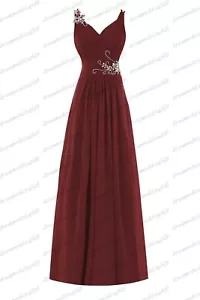 Long Chiffon Wedding Evening Formal Party Ball Gown Prom Bridesmaid Dresses 6-30 - Picture 1 of 30