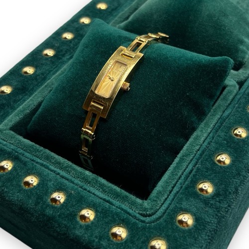 Autentico Orologio Vintage Gucci Quadrante Starburst Bracciale Rettangolare Stile Tono Oro