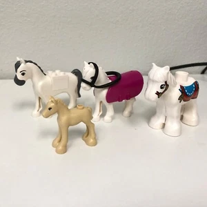 Lot 4 Lego Friends Duplo Horse Pony Minifigures White Light Brown Festival - Picture 1 of 4