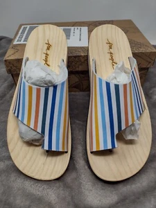 Free People Sandals Slip On 37.5 US 7.5 Stripes Woodlands Platform New In Box - Picture 1 of 13