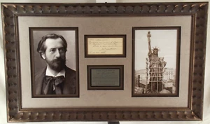 Auguste Bartholdi French Sculptor Statue Liberty Signed Display JSA Authenticate - Picture 1 of 18