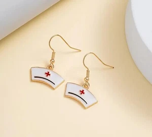 Altmodische Krankenschwester Hut Metall Haken Stil Ohrringe Krankenschwester Arzt Medizin  - Bild 1 von 1