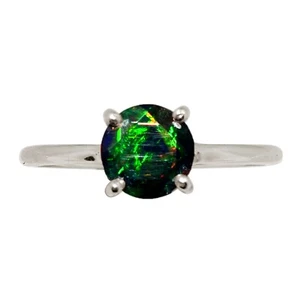 Natural Faceted Chalama Black Opal 925 Silver Ring Jewelry s.7 ALLR-30915 - Picture 1 of 1