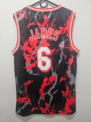 NEW - LEBRON JAMES Basketball Jersey #6 MIAMI RED BLACK GREY CAMO JERSEY MEDIUM - Image 1 of 4