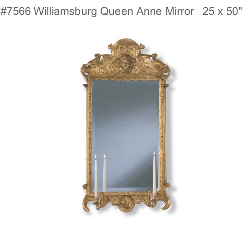 Carvers' Guild Williamsburg Queen Anne Beveled Gold Mirror Vintage 50”x 25” Cover