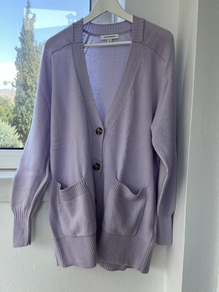 Autograph By M&S Collection Lilac Light Purple Button Wool Cardigan Size 48eu - Image 1 of 4