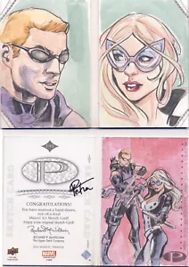 2014 Marvel Premier tarjeta de boceto de doble panel Petra ojo de halcón ruiseñor - Imagen 1 de 1