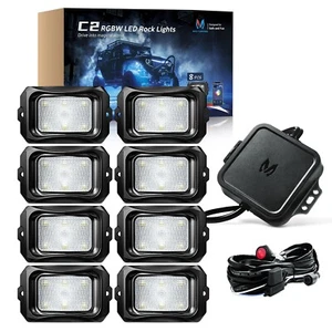 MICTUNING RGBW LED Rock Lights 8 Pods Bluetooth Underglow Underbody Neon Lights - Picture 1 of 19