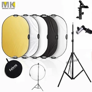 5 in 1 Collapsible Light Reflector Stand kit Photography Studio Multi Disc Panel - Picture 1 of 20