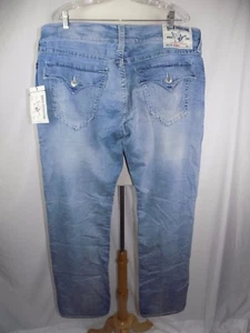 Jeans uomo True Religion skinny con patta blu denim 40 x 34 nuovo con etichetta - Foto 1 di 4