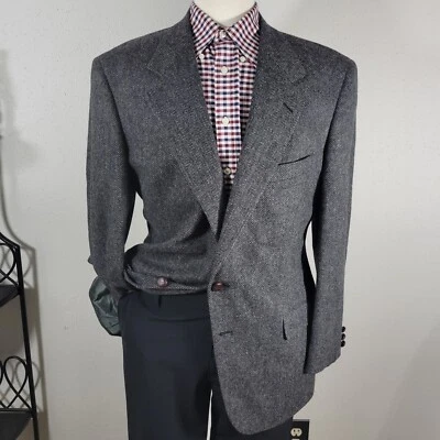 Abrigo Blazer Deportivo Racquet Club Para Hombre Tweed Dos Botones Lana Espiga 44R Foto 1 de 4