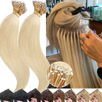50-300PCS 100% Remy Human Hair Extensions Nano Ring Micro Loop Beads THICK Blond - Image 1 of 4