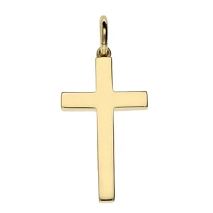 Cruz de bloque liso de oro amarillo de 9 quilates - 3,4 g - Imagen 1 de 4