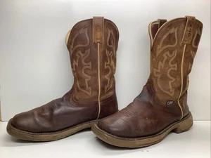 MENS JUSTIN H20 WORK SQ TOE BROWN BOOTSN SIZE 10 D - Imagen 1 de 9