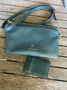 Nanette Lepore Blue Small Shoulder bag Gold Zipper Pebbled Matching Card Holder - Picture 1 of 9