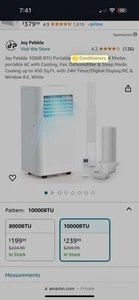 10,000 BTU Portable Air Conditioners Cool 450 Sq.Ft, 4 Modes Remote Exhaust Kit - Picture 1 of 4