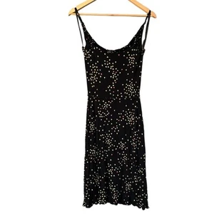 VTG BEBE Slip dress Woman’s S Print Cowl Neck 90s Y2K Dress black tie waist - Picture 1 of 8