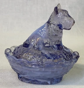 Boyd Art Glass Covered Scottie Dog Salt In Cloudberry # 17 Made 11-18-2004 - Picture 1 of 5
