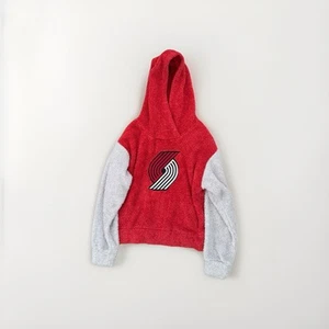 NBA Girls Portland Trail Blazers Fuzzy Hooded Pullover Red/White Size LG/14 - Picture 1 of 6