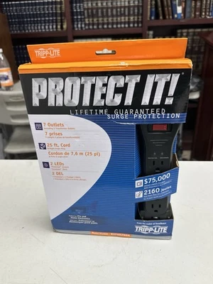 TRIPP LITE Surge Protection Surge Protector 7 Outlets 25' Cord 2 LEDs  Brand New - Image 1 of 4