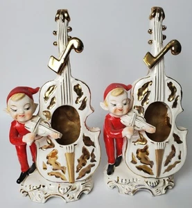 FLAWED Vintage Rare Lipper & Mann L&M Japan Christmas Elf Pixies Playing Violin - Picture 1 of 11