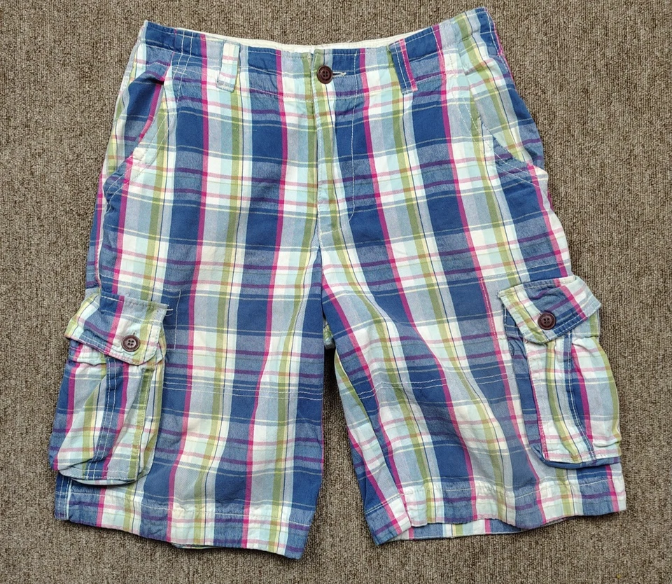 DITCH PLAINS Multicolor Plaid Cargo Shorts Men 34 Cotton Casual Pockets Summer - Image 1 of 4