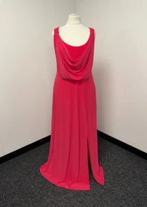 Debut Bright Pink Beaded Shoulder Strap Cowl Neck Event Formal Dress UK Size 20 - Picture 1 of 17