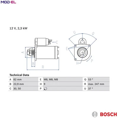 STARTER 0 986 018 960 FOR PEUGEOT BOXER/Van/Bus/FURGON/Platform/Chassis  FIAT - Image 1 of 4