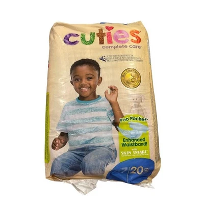 Pañales para bebé Cuties cuidado completo talla 7 unisex 20 unidades NUEVO bolsillo sellado para caca Foto 1 de 4