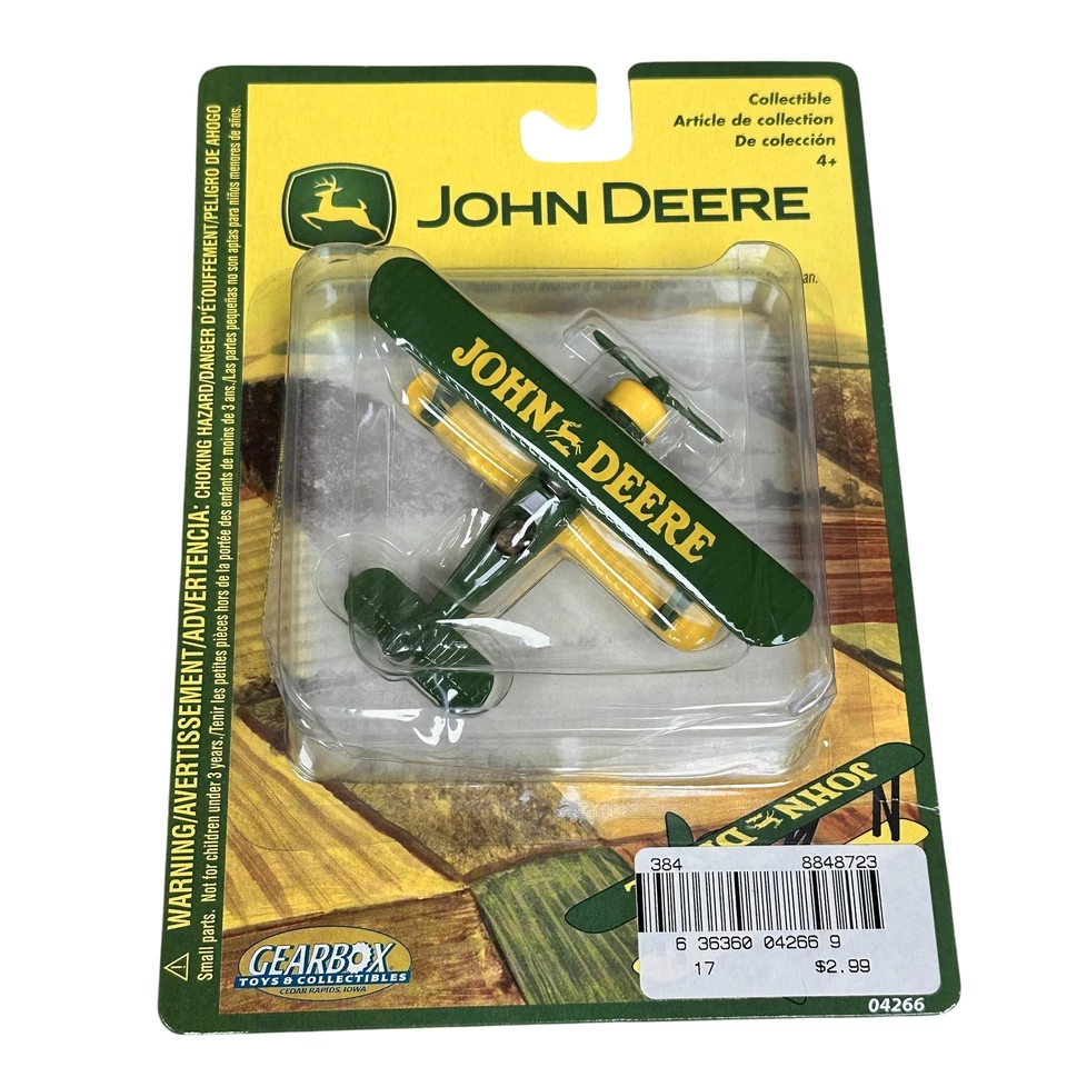 Avión fundido a presión biplano John Deere Stearman 2003 de colección por modelo Gearbox Toys Foto 1 de 4