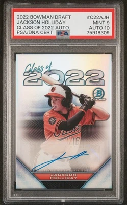 2022 Bowman Draft - Class of 2022 Auto Jackson Holliday #C22AJH /250, PSA 9 Dual - image 1 of 2