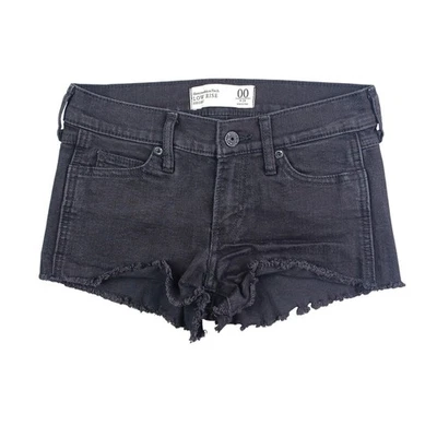 Abercrombie & Fitch Low Rise Denim Shorts Size 00 Black 2" Cutoff Booty Y2K 90s - Image 1 of 4