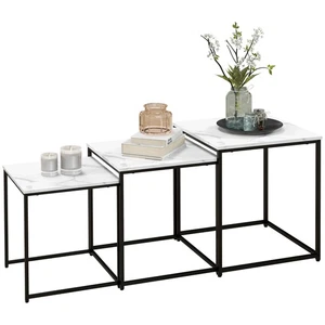 HOMCOM Nesting Coffee Tables Set of 3 Stacking Sofa Side Tables White - Picture 1 of 12