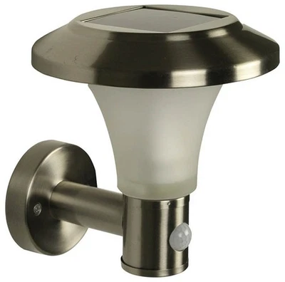 Solar Powered Silver Lantern LED Wall Light With PIR Sensor - Image 1 of 2