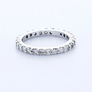 1 1/2ct H SI1 Round Natural Certified Diamonds 950 Plat. Classic Eternity Ring - Picture 1 of 13