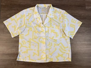 Diane von Furstenberg Hemd mit Knopfleiste 18 W Abstrakt Kurzarm Crop Vintage H6 - Bild 1 von 8