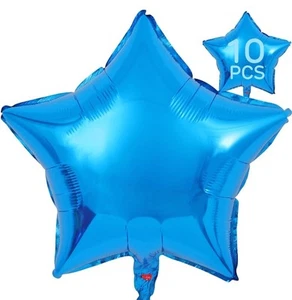 NEW 10Pcs Blue Metallic 18in Star Shaped Foil Balloons Party Birthday Shower - Picture 1 of 3